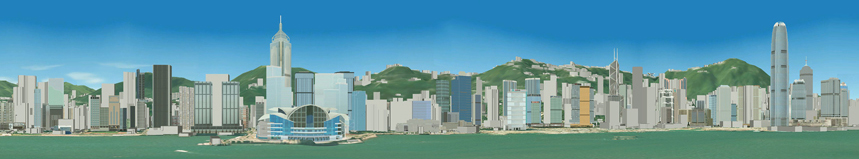 利用三維空間數據產生的香港島景