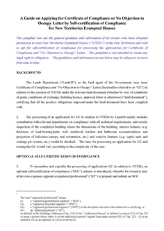 A Guide on Applying for Certificate of Compliance or No Objection to Occupy Letter by Self-certification of Compliance for New Territories Exempted Houses
