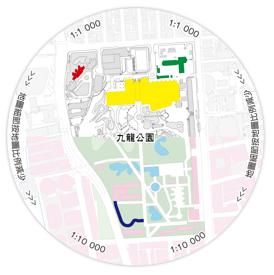 地圖細節即按地圖比例減少