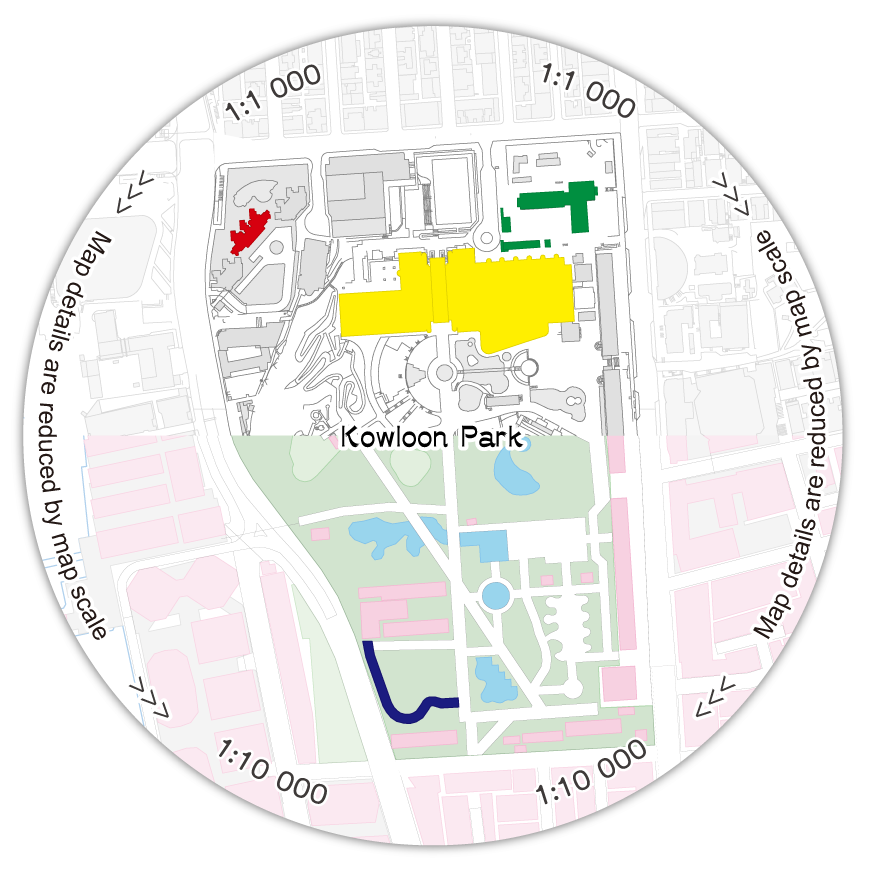 地圖細節即按地圖比例減少